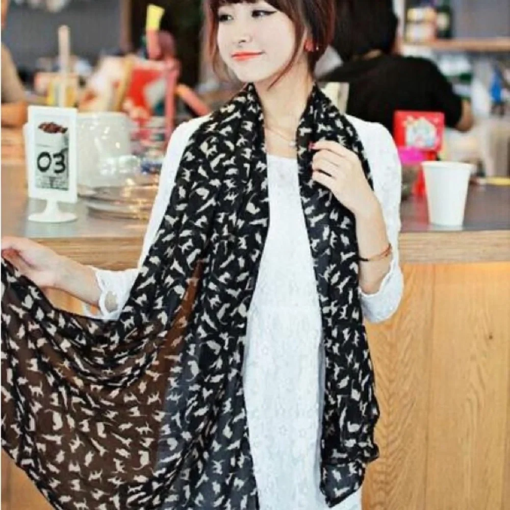 NWT Meowingtons Black Clowder Chiffon Cat Scarf